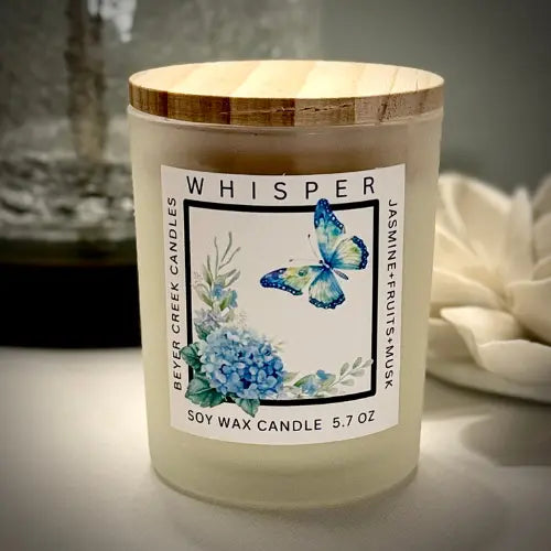 Whisper Scented Soy Wax Candle | Frosted Glass Vessel 5.7oz