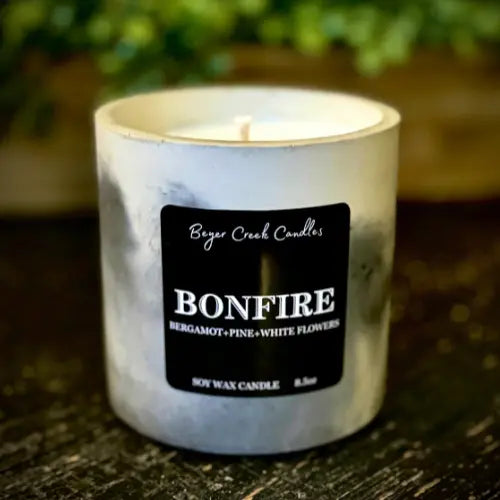 Bonfire Scented Soy Wax Candle | Cement Vessel 8.5oz